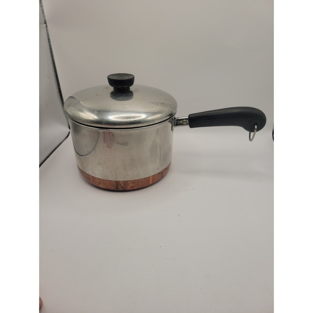 Vintage Revere Ware 3 Qt Saucepan Copper Clad Bottom Pot Lid Indonesia...